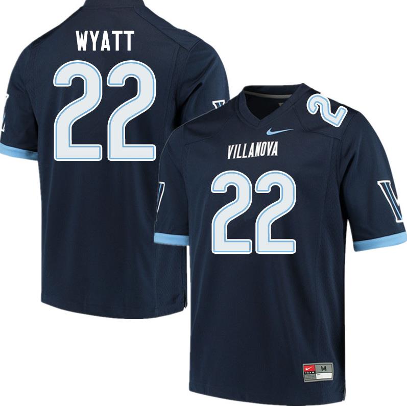 Men #22 Jon Wyatt Villanova Wildcats College Football Jerseys Sale-Navy - Click Image to Close